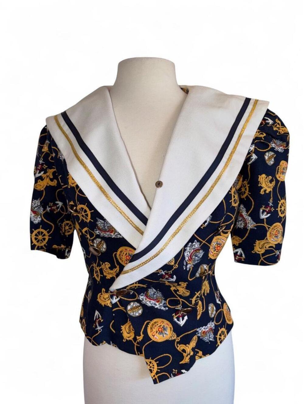 Vintage Donna Morgan for Non Stop Nautical Sailor Collar Jacket Top Size 10